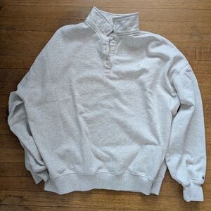 Champion Light Gray Button-Up Sweatshirt